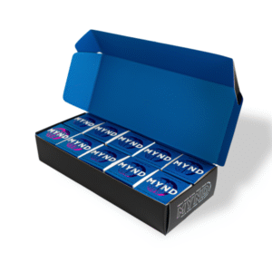 A vibrant box of Mynd Vegan Cherry Mushroom Gummies, highlighting their "Myndfully infused" quality and delicious appearance.