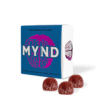 A vibrant box of Mynd Vegan Cherry Gummies, showcasing the delicious flavor and emphasizing its "Myndfully infused" quality.